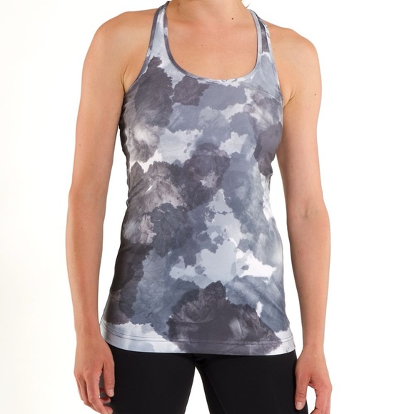 lululemon athletica Tops - Lululemon Cool Racerback - White Coal Tinted Canvas Super Athletic Tank Top